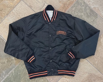 Giacca stile college vintage in raso dei San Francisco Giants, realizzata a mano, giacca bomber da baseball ricamata.