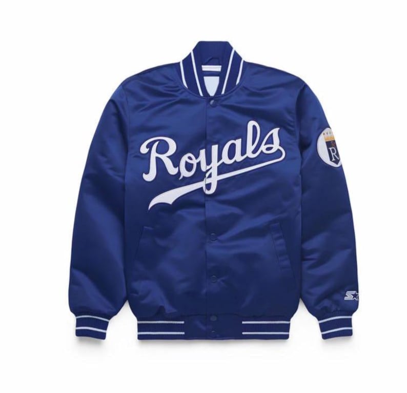 Kansas City Royals Satin Varsity Jacket Baseball Bomber Vintage Style Fan Jacket image 1