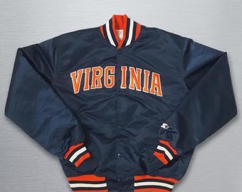 Giacca stile college in raso Virginia Cavaliers – Bomber unisex fatto a mano, stile vintage universitario