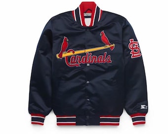 Giacca stile college in raso dei St. Louis Cardinals, bomber da baseball per veri tifosi