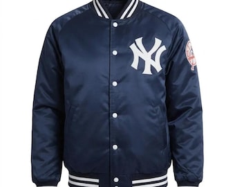 Giacca bomber New York in raso stile college / stile baseball retrò