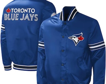 Giacca stile college in raso dei Toronto Blue Jays, bomber da baseball ricamato, streetwear unisex