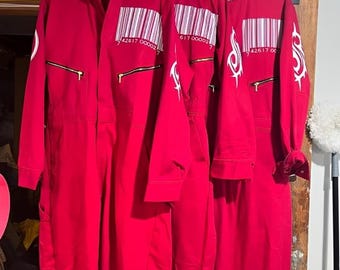 Tuta intera fatta a mano ispirata agli Slipknot rossi, costume di Halloween