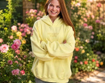 Handmade Sincerely Yours Matter Salish Hoodie – Women's Yellow Oversized Sweatshirt