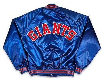 Giacca bomber in raso dei New York Giants anni '80, stile sportivo retrò unisex