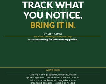 Heartworm Treatment Symptom Tracker | Dog Recovery Observation Log | Pet Health Tracking Sheet | Printable PDF | Caregiver Support Tool