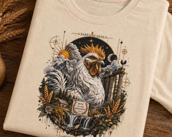 Rooster Shirt | Mythic Farm Graphic Tee | Celestial Barnyard Art T-Shirt