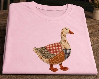 Patchwork Goose Shirt | Floral Farm Graphic | Rustic Country Tee