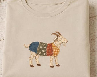 Patchwork Goat Shirt | Floral Farm Graphic | Rustic Country Tee
