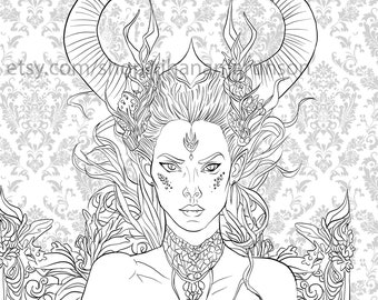 Fantasy Fairy Printable Adult Coloring Book Page Ornate - Etsy