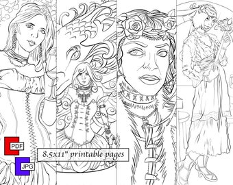 Sorceress Coloring Etsy