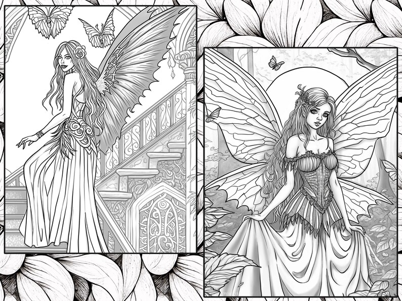 Printable Gothic Fairy Adult Coloring Book Twelve Page Art - Etsy