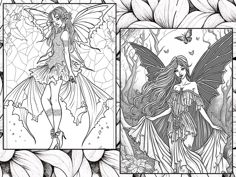 Printable Gothic Fairy Adult Coloring Book Twelve Page Art - Etsy