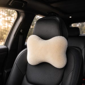 Car Seat Neck Pillow · Soft Plush Headrest Cushion · Breathable Head & Neck Support · Auto Interior Accessory