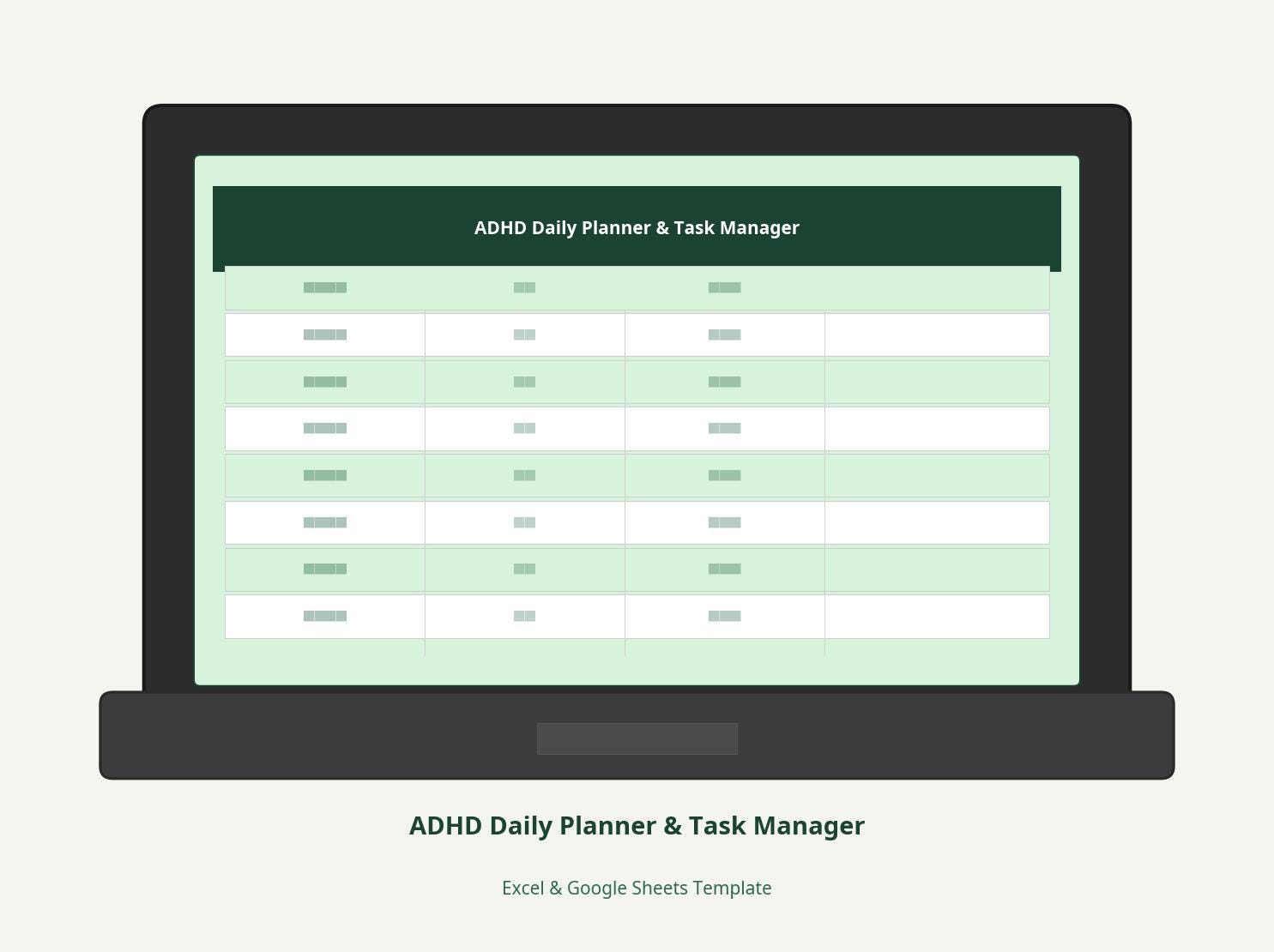 ADHD Daily Planner Spreadsheet | Task Manager Excel | Google Sheets ...