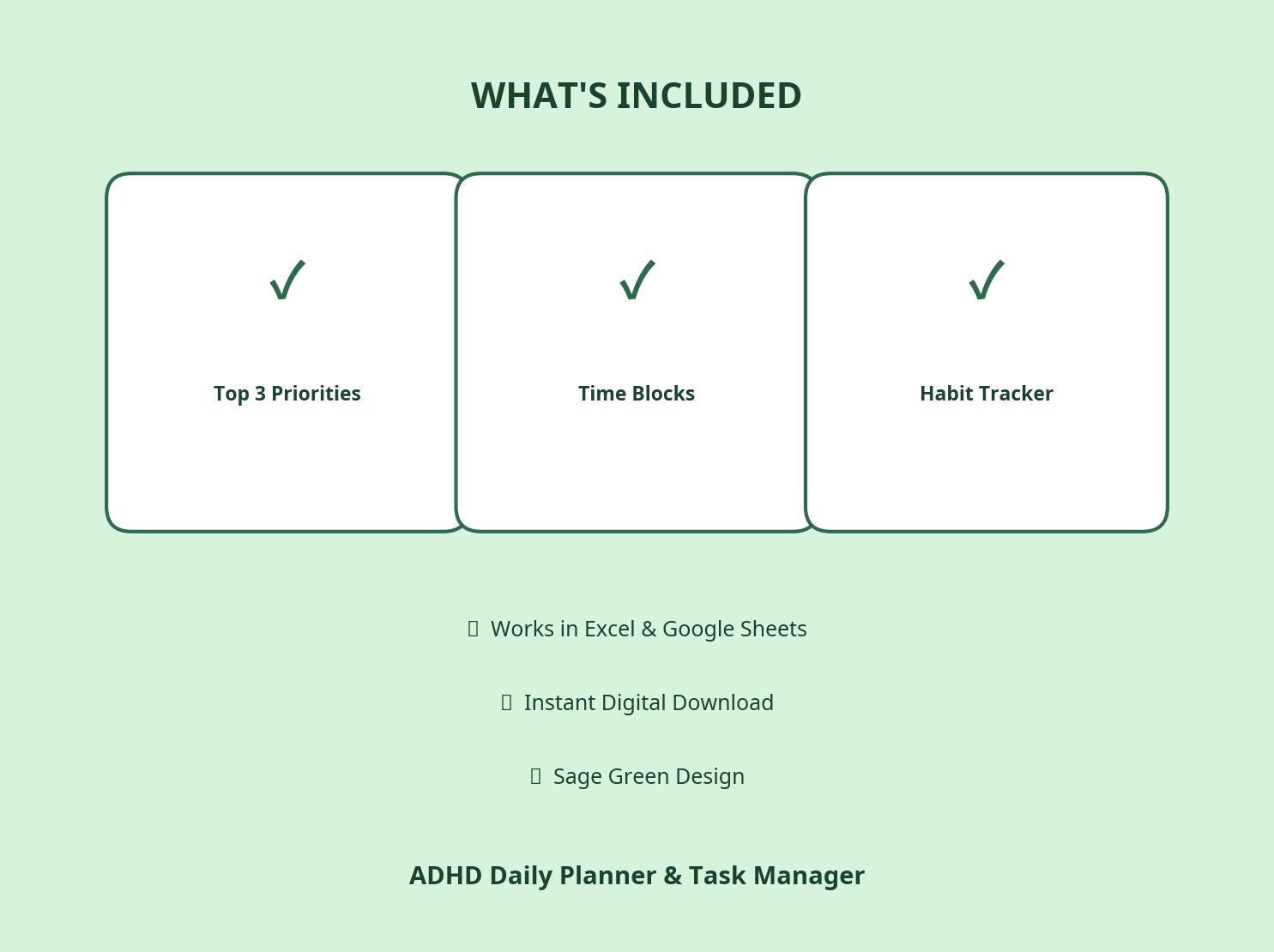 ADHD Daily Planner Spreadsheet | Task Manager Excel | Google Sheets ...