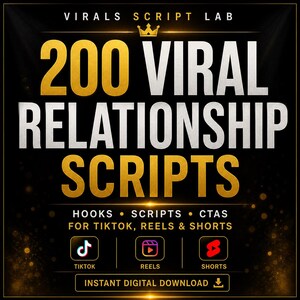 200 Viral Relationship Scripts for TikTok and Reels | Hook Script and CTA Templates | Content Creator Digital Download