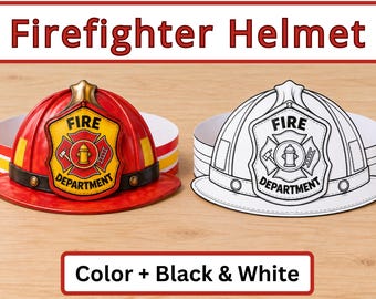 Firefighter Helmet Printable for Kids | Fire Safety Week Activity | Community Helpers Preschool Pre-K Kindergarten