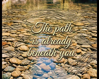 River Stone Wall Art Print, Motivational Quote, Nature Serenity Decor (Digital Download)