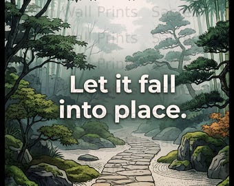 Zen Japanese Garden Print | Serene Bamboo Landscape, Mindfulness Quote (Digital Download)