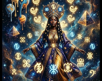 Afrofuturism Black Woman Art, Celestial Goddess Cosmic Queen (Digital Download)