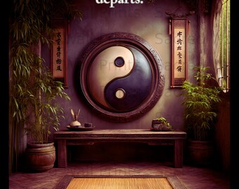Zen Yin Yang Wall Art, Buddhist Quote Print, Meditation Room Decor (Digital Download)