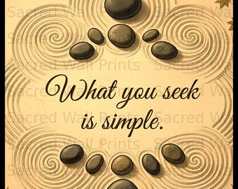 Zen Garden Wall Art, Minimalist Quote Print, Japanese Raked Sand, Meditation Decor (Digital Download)