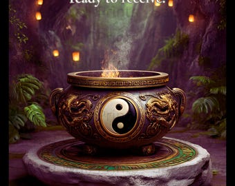 Yin Yang Cauldron Print | Mystical Forest Fantasy Art (Digital Download)