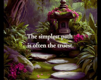 Zen Garden Wall Art, Serene Forest Path Print, Inspirational Quote Decor (Digital Download)