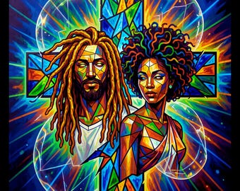 Stained Glass Cross Print | African American Faith Art (Digital Download)