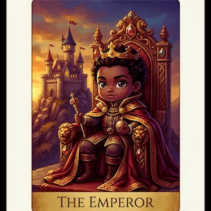 The Emperor Tarot Card Art Print, Chibi King Nursery Decor, Fantasy Boy Poster (Digital Download)