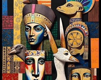 Surreal Afrocentric Egyptian Queen Collage Print (Digital Download)