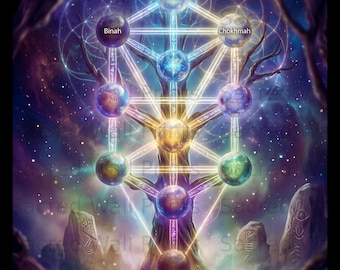 Kabbalah Tree of Life Print | Cosmic Spiritual Sacred Geometry Poster (Digital Download)