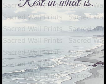 Zen Beach Landscape Print, Serene Ocean View, Minimalist Coastal Wall Art (Digital Download)