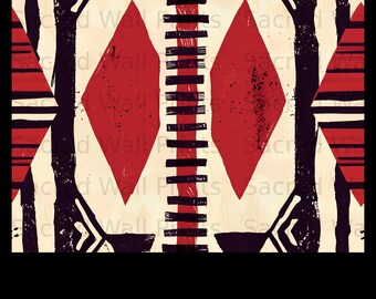 African Mudcloth Art Print, Yoruba Proverb Wall Art, Bohemian Abstract Geometric Pattern (Digital Download)