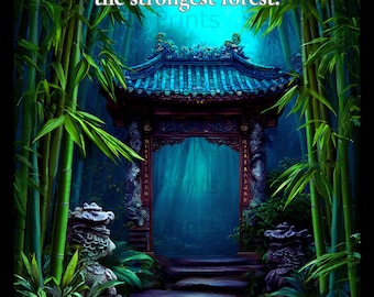 Zen Bamboo Forest Print | Mystical Asian Landscape, Inspirational Quote (Digital Download)