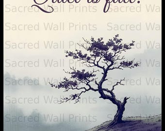Zen Landscape Tree Print, Minimalist Spiritual Nature Wall Art (Digital Download)