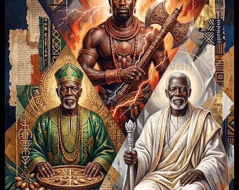 Yoruba Orisha Wall Art: Shango, Obatala, Orunmila (Digital Download)