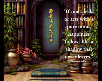 Zen Buddhist Quote Print, Pure Mind Happiness Wall Art (Digital Download)