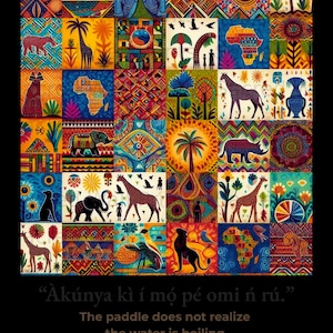 Vibrant African Art Print, Afrocentric Wildlife Wall Art, Tribal Patterns (Digital Download)
