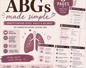 Abg Template.pdf ABG Study Guide PDF | Acid Base Balance Cheat Sheet (digital Download ...