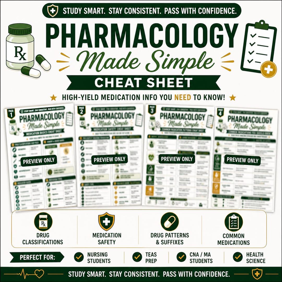 Pharmacology Made Simple | Medication Cheat Sheet | Drug ...