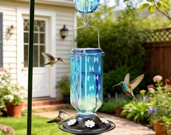 A vintage-style, leak-proof hummingbird feeder, perfect for windowsills or gardens, exuding rustic charm – the perfect gift for bird lovers.