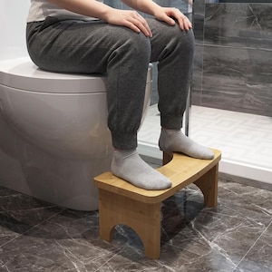 Bambus Toiletten Fußstütze | Ergonomischer hockender Töpfchenhocker, Badezimmerbank aus Naturholz