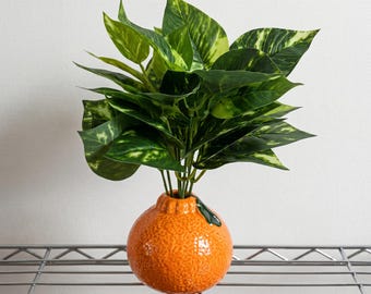 Pomarańczowy ceramiczny wazon, nowoczesna hydroponiczna dekoracja kwiatowa, minimalistyczny akcent na biurko