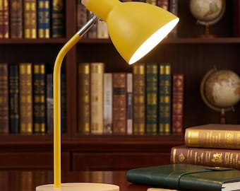 Lampa biurkowa LED w stylu nordyckim, nowoczesna lampa do nauki z drewnianą podstawą, minimalistyczna dekoracja nocna do domowego biura