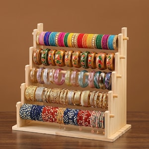 Handmade Wooden Bracelet Holder | Multi-Tier Jewelry Organizer Stand