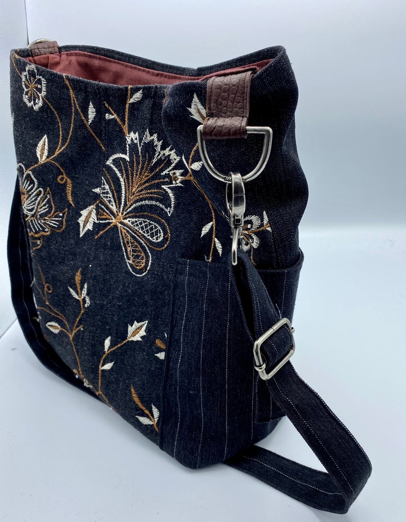 Recycled Jean Purse With Embroidery and Adjustable Strap - Etsy
