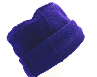 Wool Pillbox Hat OOAK Reclaimed Wool Navy Blue
