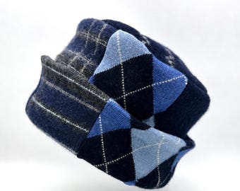 Handmade Wool Hat Recycled Sweater Hat Blue Winter Hat Boiled Wool Hat Womens Hat